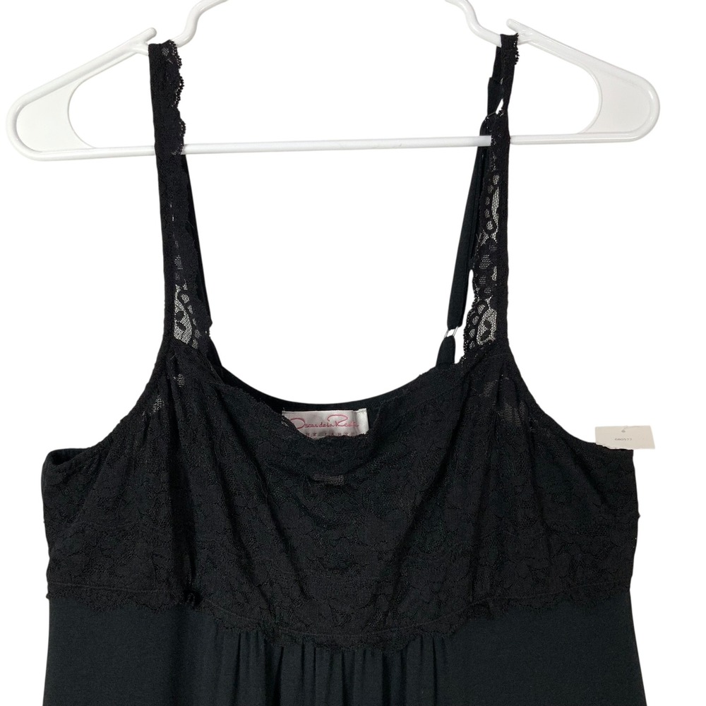 Oscar de la Renta Pink Label Black Nightgown L Pullover Scoop Sleeveless Lace - Picture 3 of 8